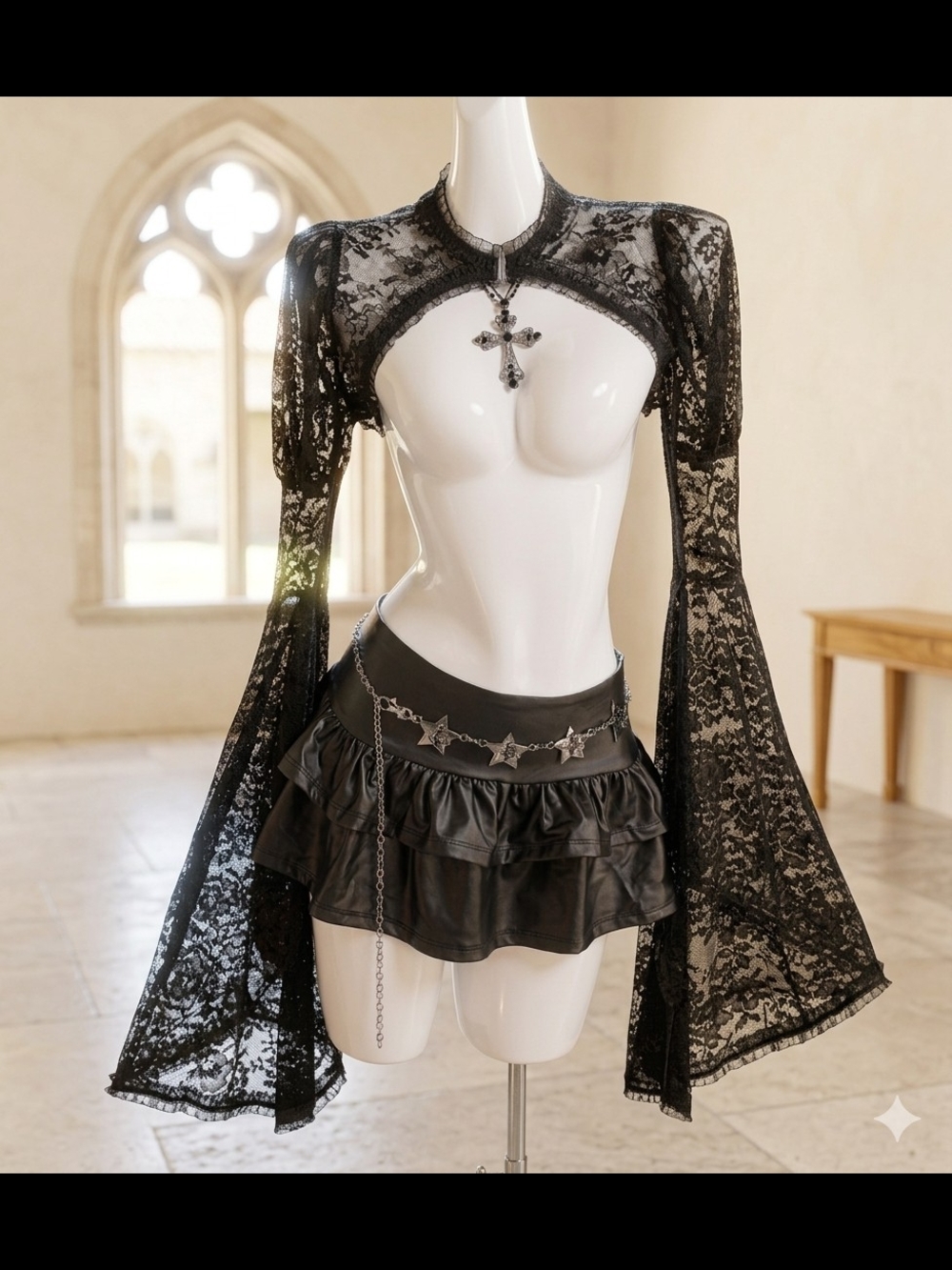 Black Gothic Lace Bolero Shrug